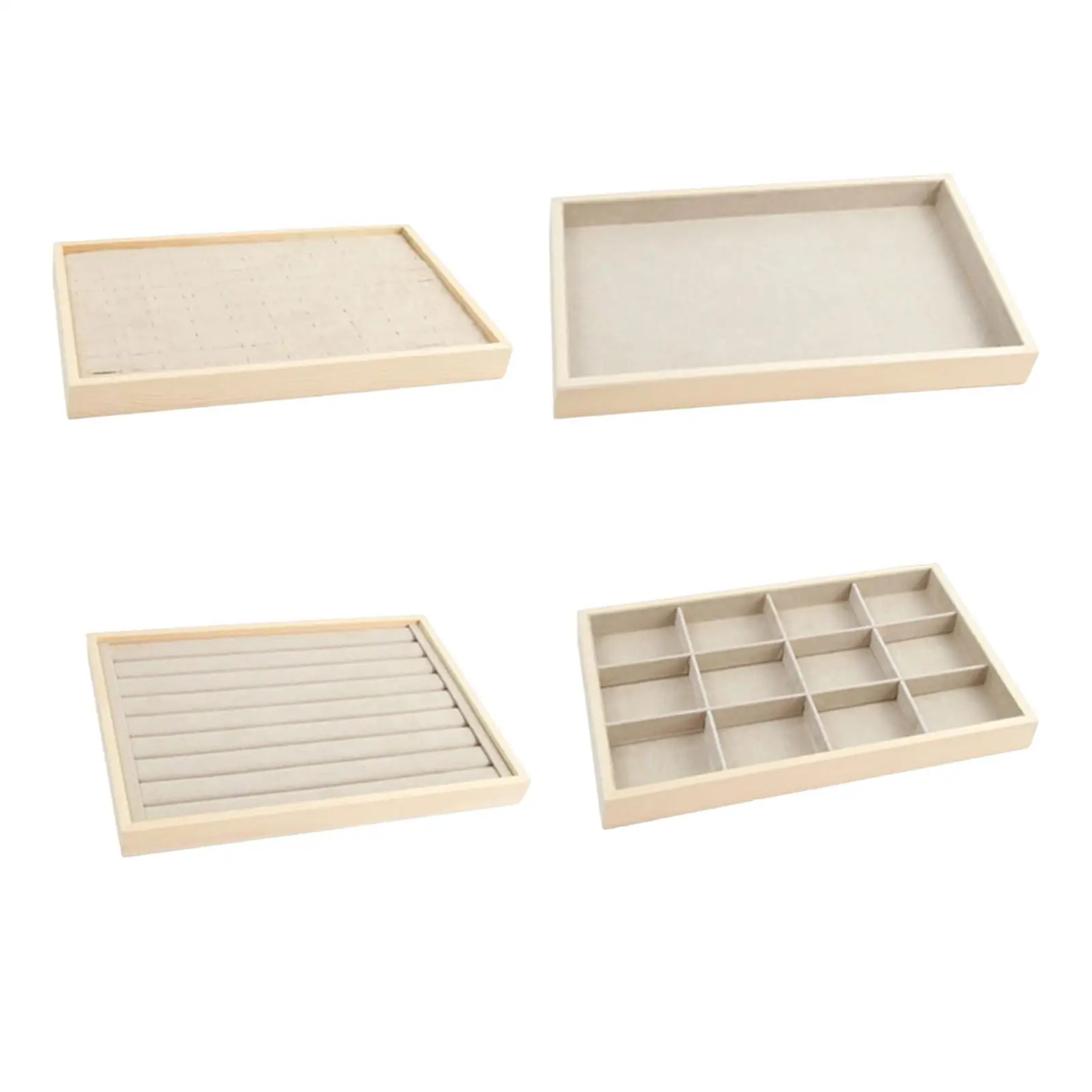 Wood Jewelry Tray Necklace Ring Bracelet Storage Display Container Organiser