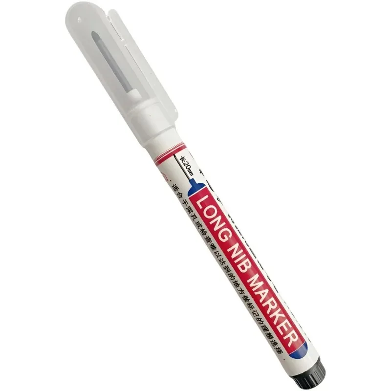 LUSQI 1/12Pcs Waterproof Long Head Markers Deep Hole Marker Pen For Metal Carpenter Red/Black/Blue Ink Woodworking Tools Marker image 3