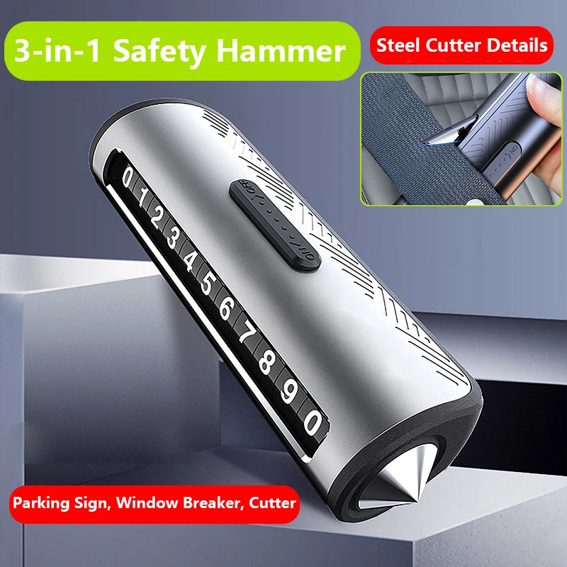 Creative Car Parking Sign Temporary Mobile Phone Number Plate Metal Strip Roller Wheel Safety Hammer Temporary Parking Card
