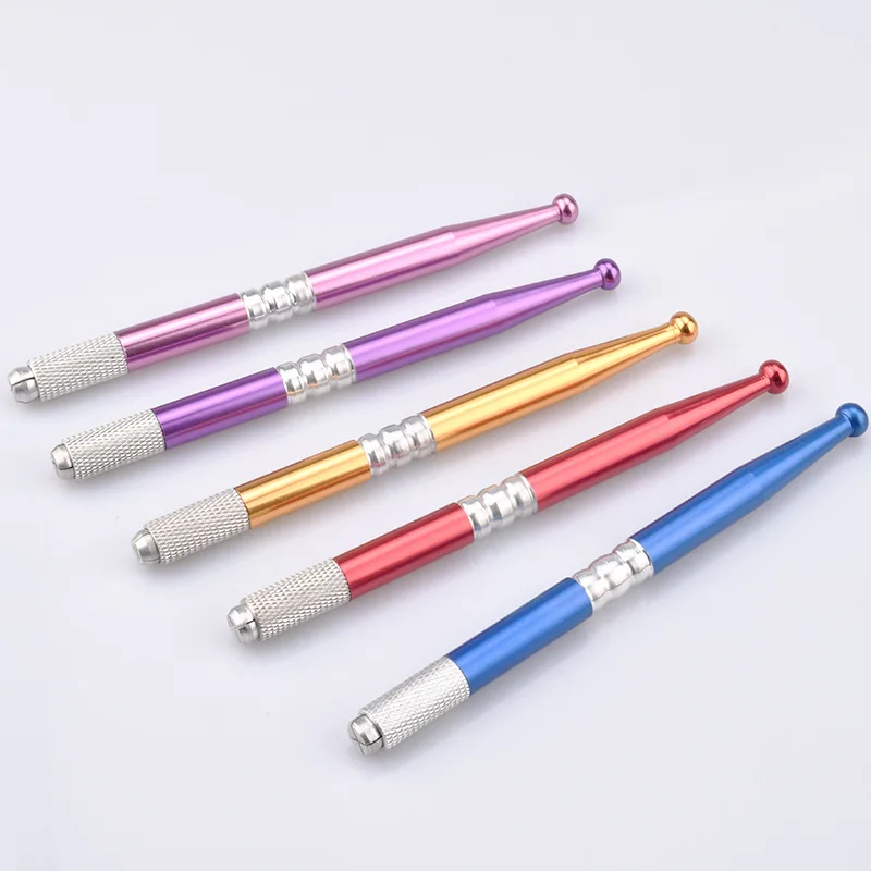 

5pcs Manual Tattoo Eyebrow Pens For Permanent Makeup Supplies Durable Aluminum Pen With Lock-Pin Tech Tattoo Microblade