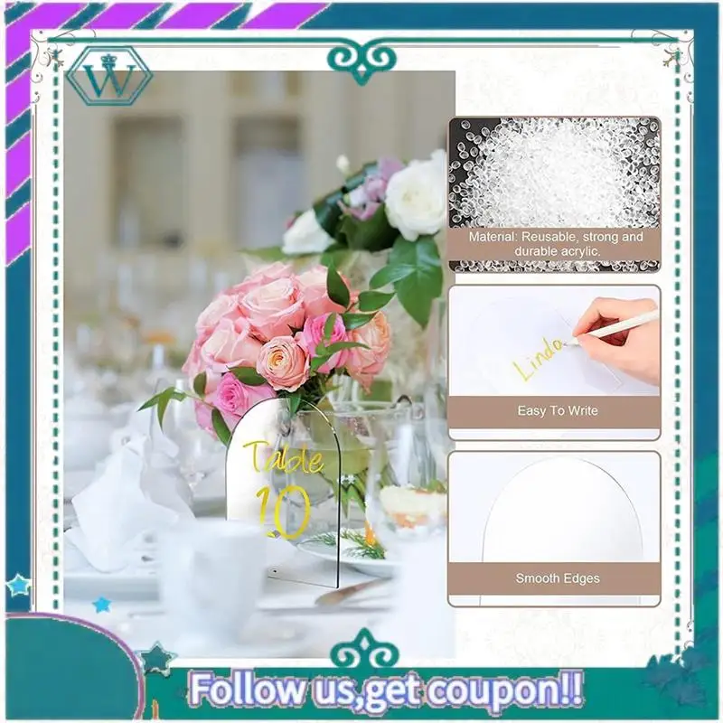 20Piece Blank Acrylic Numbers Signs With Stand 6X4 Inch Diy Arch Acrylic Stand Signs