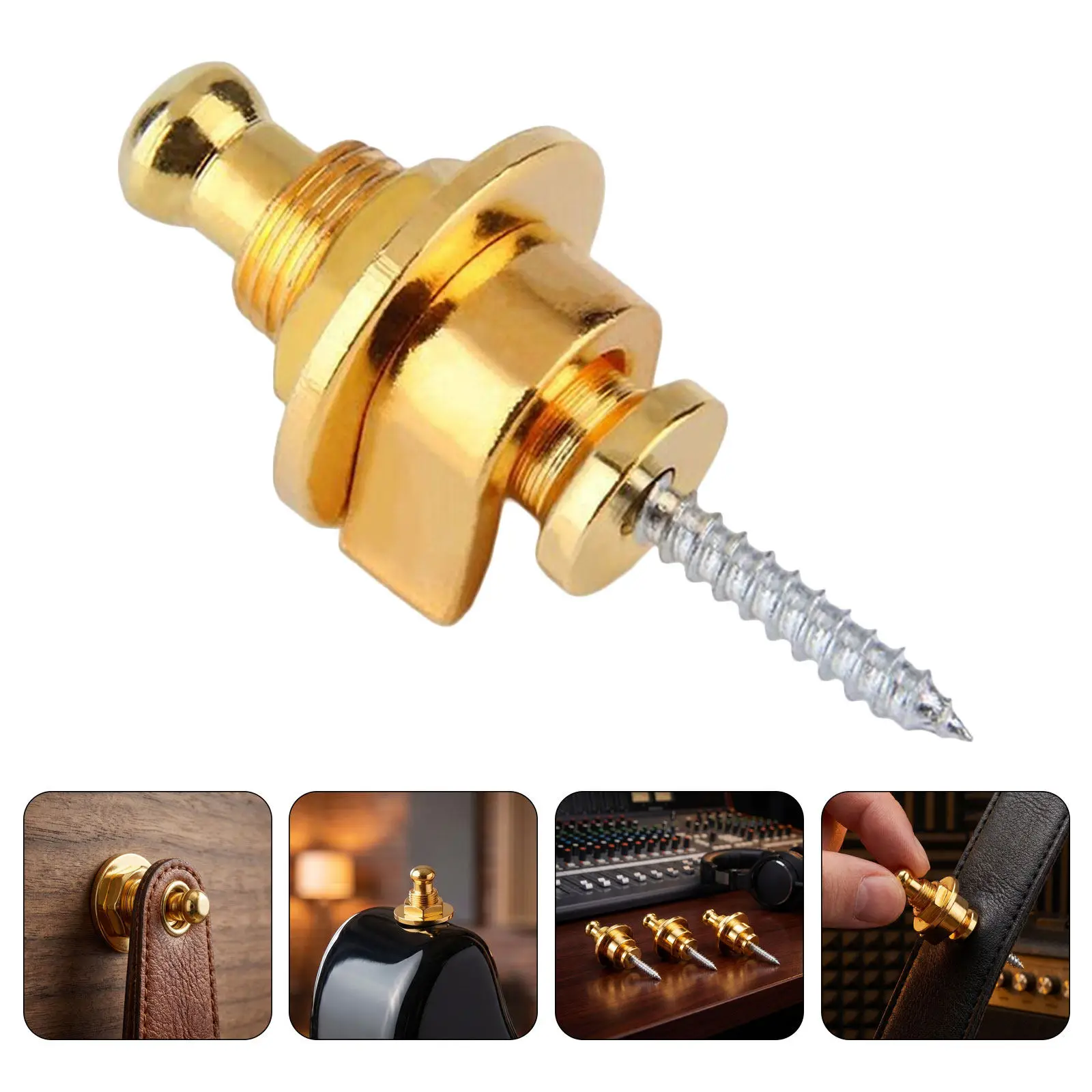 3Pcs Guitar Strap Locks Gold Metal Quick Release Button End Pins Secure Fit Electric Acoustic Bass Guitar Parts