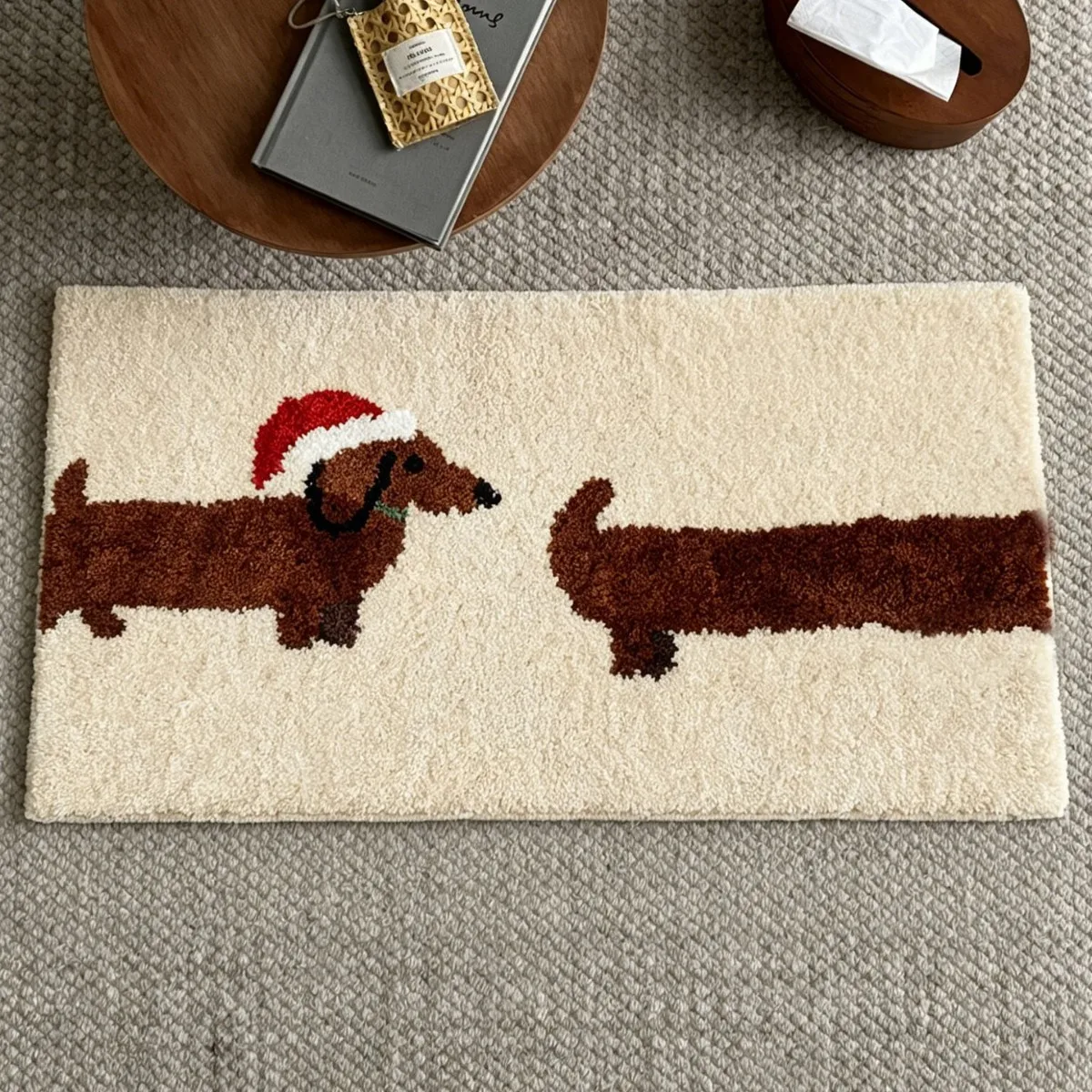 Cartoon Sausage Dog Shaggy Carpet Bedroom Floor Mat Entrance Rug Vintage Cute Cartoon Puppy Door Mat Home Decor Rug