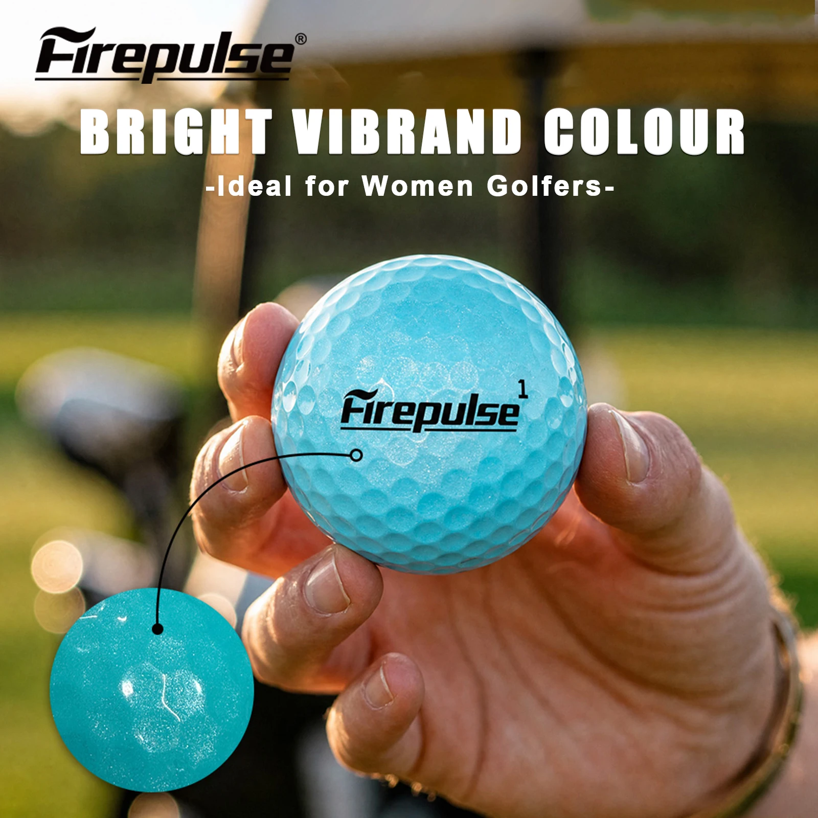 Firepulse Golf Balls 332 Dimple Dual-Layer Crystal Finish Balls Soft Feel Great Control Long Flight Distance for Practice & Play