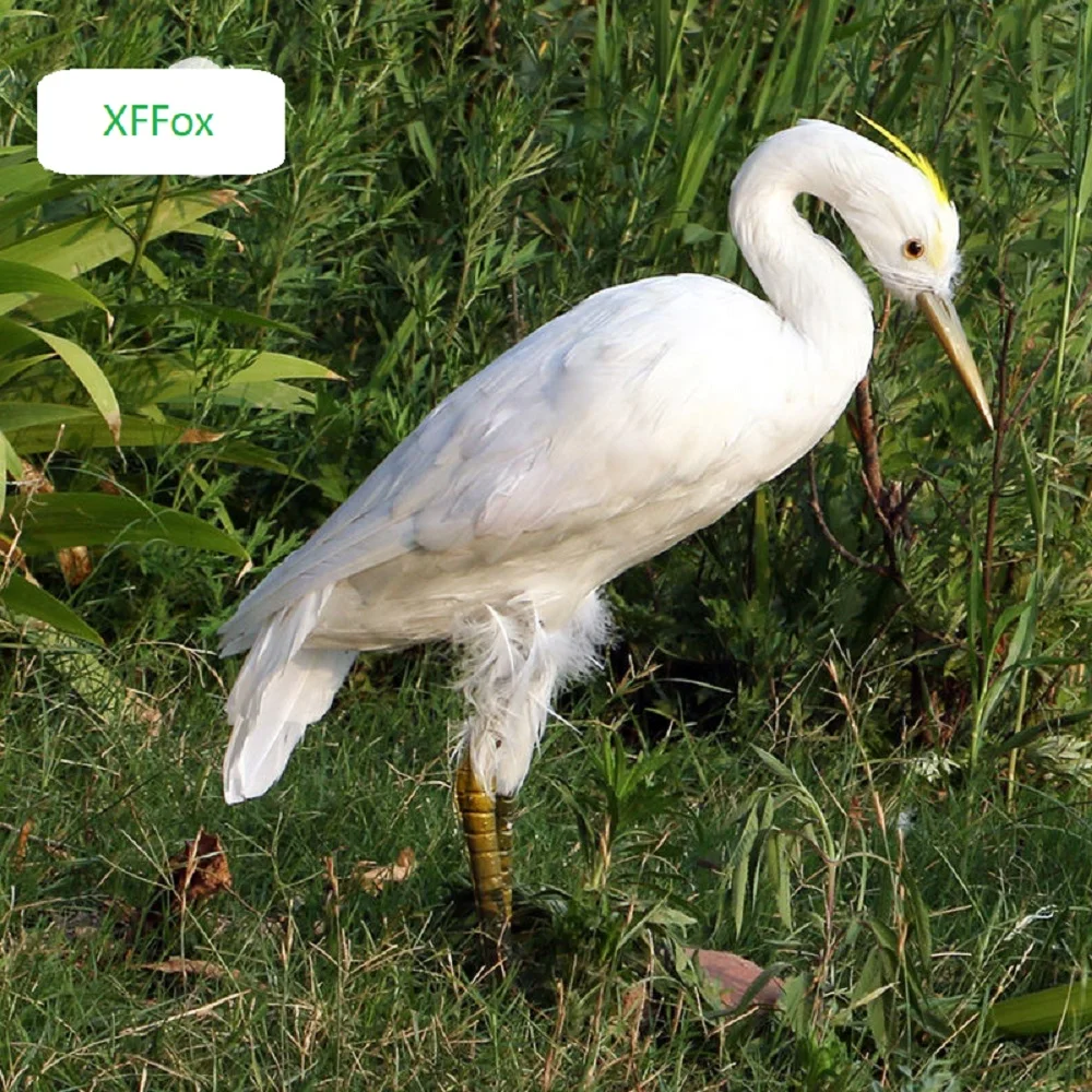 

simulation Egret bird large 48x35cm hard model foam&feathers bird prop,handicraft home garden decoration gift s1057