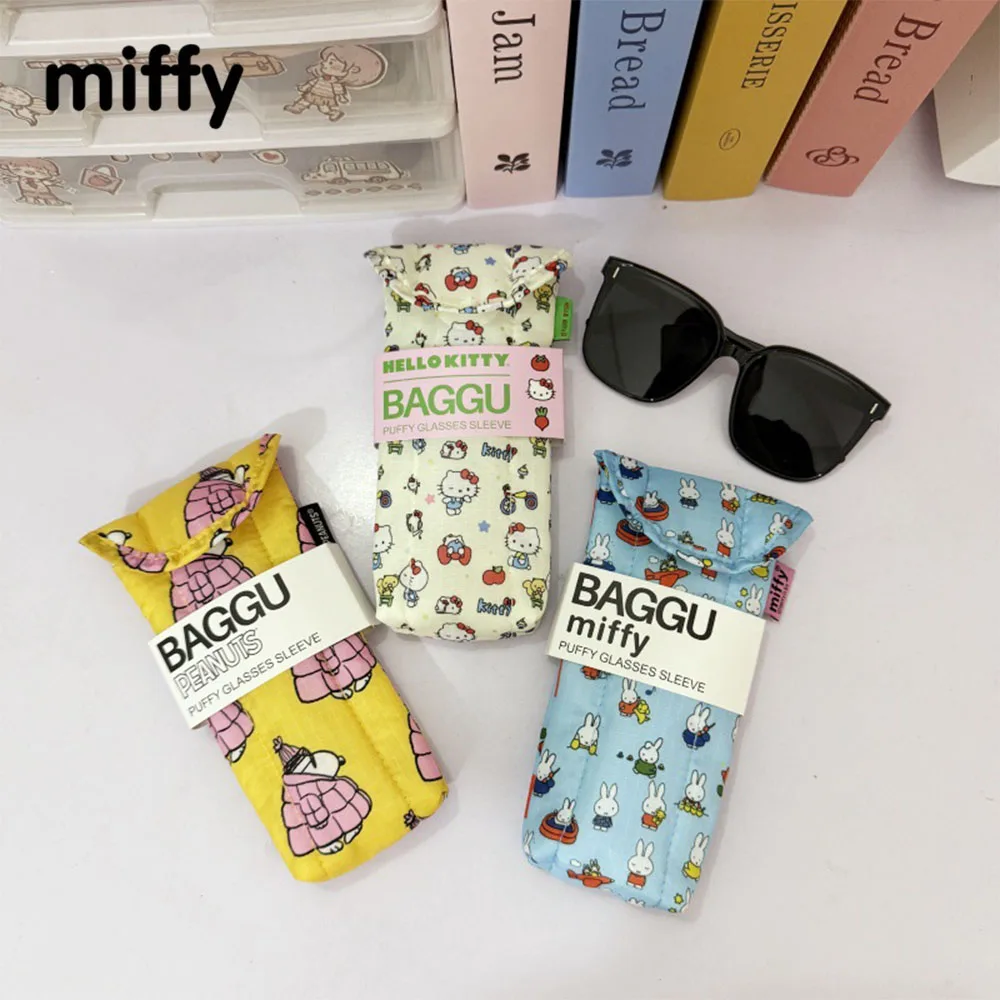

Kawaii Miffy Glasses Storage Bag Clip Cotton Inner Liner Magnetic Buckle Sunglasses Portable Protective Case Gift Toy for Girl