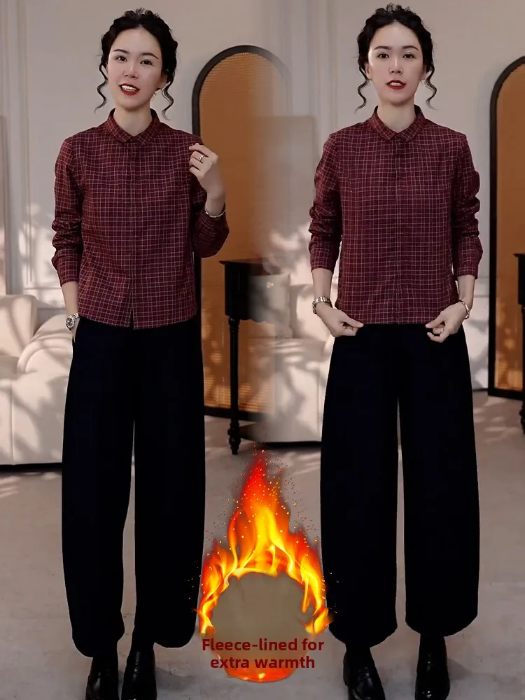 

Модная женская рубашка с длинным рукавом на флисовой подкладке, утепленная, в клетку, винтажная, повседневная, свободного кроя, на пуговицах, для зимы