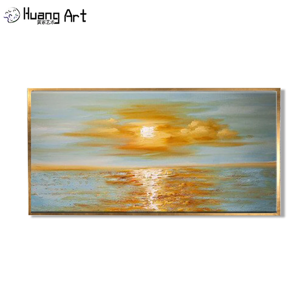 Superb Skills Artist Handmade Abstract Landscape Oil Painting On Canvas Abstract Sunrise Sea Oil Painting Decoration Art