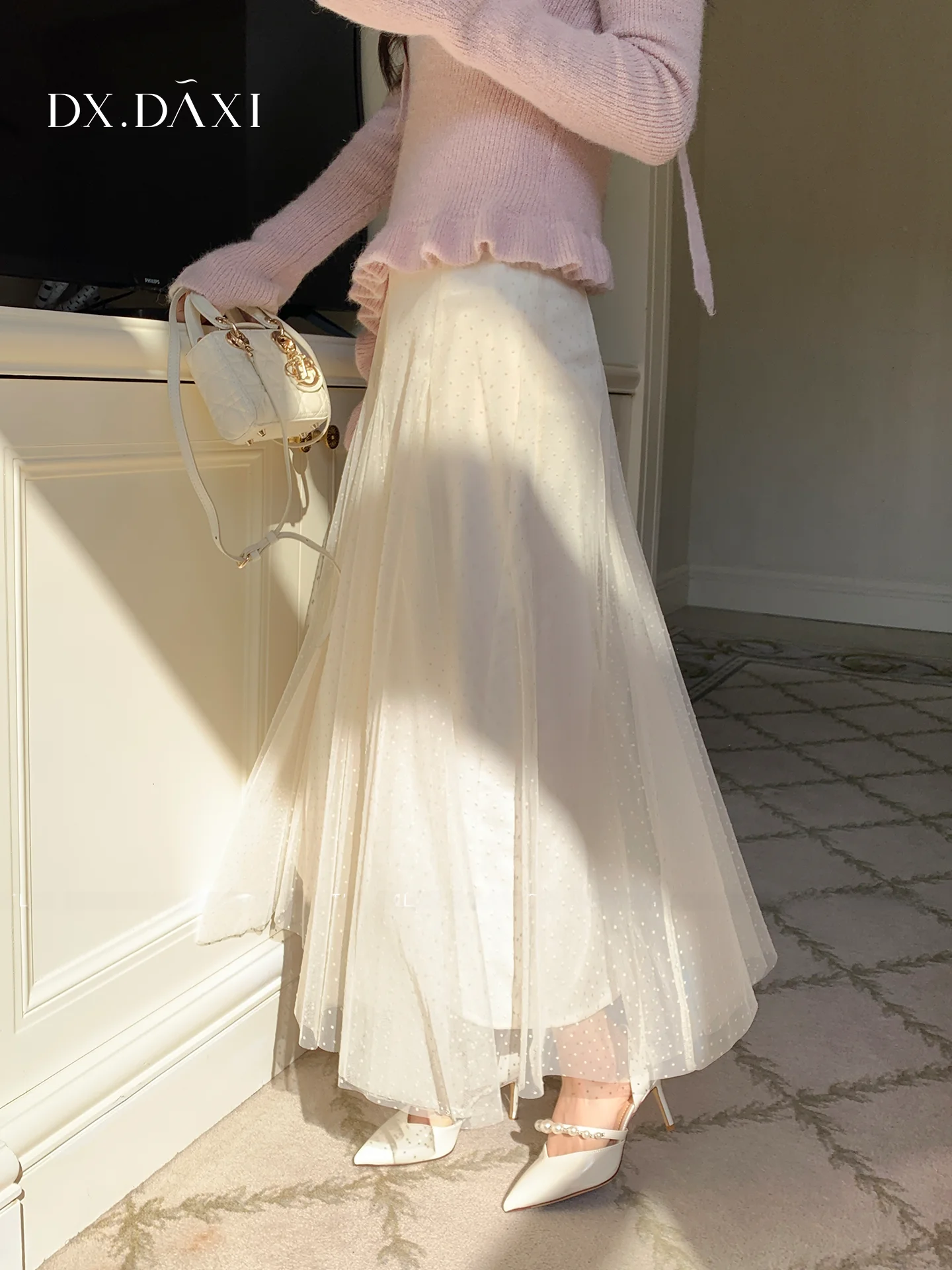 

Новая женская модная юбка-трапеция с высокой талией из тюля и полиэстера, пышная, весенняя, в нежном стиле