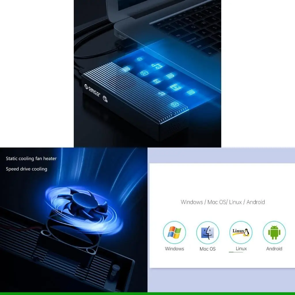 

U55C M.2 NVME SSD Case USB3.2 GEN2x2 Type-C Output Port with Rate up to 2000mb 2TB Capacity M.2 SSD Enclosure Cooling Fan