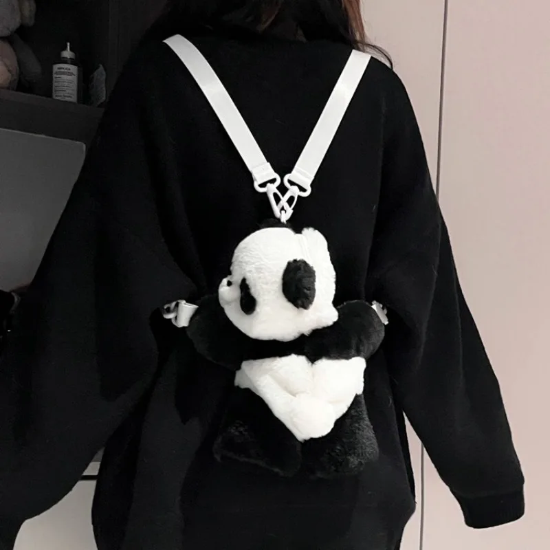 Panda Backpack Shoulder Bag Cute Plush Backpack Cartoon Doll Shoulder Bag Capybara Kawaii Lovely Cartoon Panda