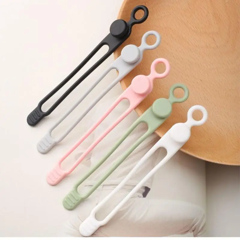 Cable Straps Silicone Reusable Cord Ties Travel Organizer Elastic Wire Management Accessories Gift Kit