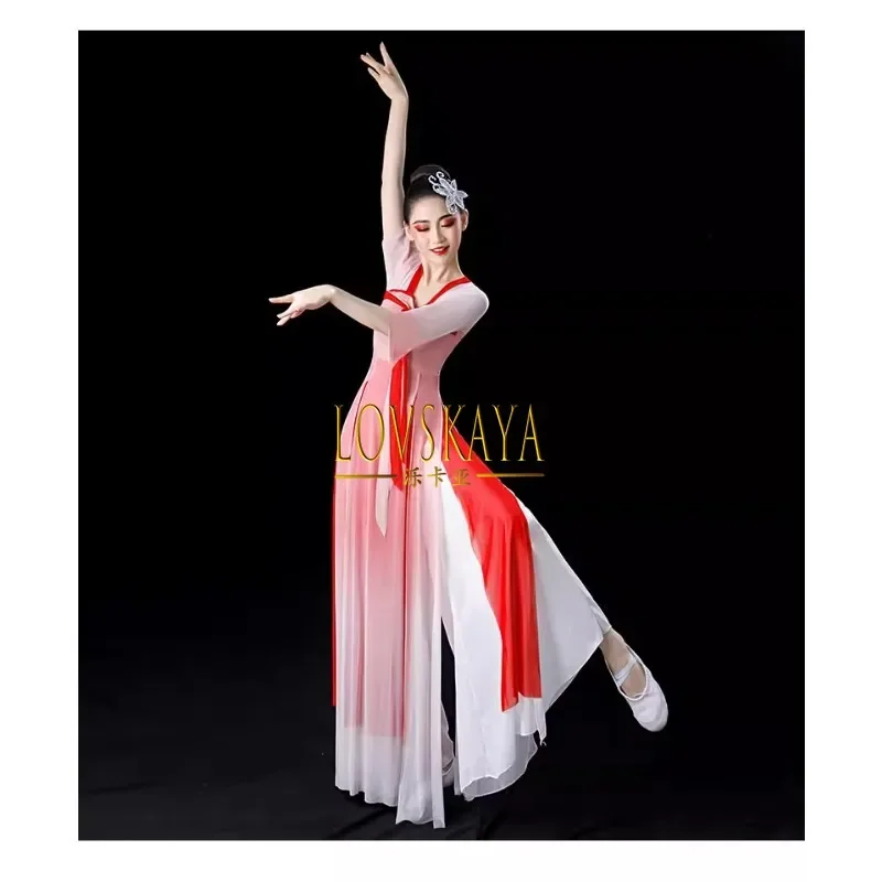 Classical Dance New Gradient Color Chinese Style Immortal Fan Dance Dance Set Performance Dress Women Chinese Style