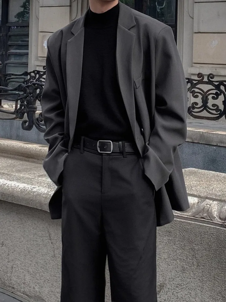 

Мужской пиджак с подплечниками, легкий, повседневный, в американском стиле, для весны и осени, свободного кроя, из полиэстера.