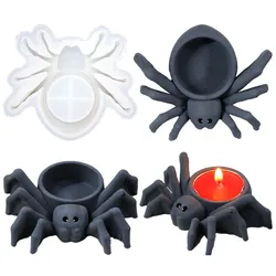 Halloween Candlestick Silicone Mold DIY Spider Aromatherapy Holder Succulent Flowerpot Epoxy Resin Molds Holiday Decoration Tool
