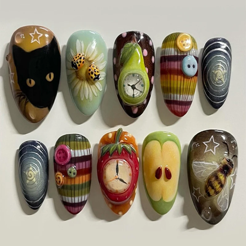 24 قطعة قصيرة البيضاوي حجر الراين التوابل فتاة الأظافر كاذبة غطاء كامل مسحوق الذهب فراشة تموج نمط يمكن ارتداؤها الأخضر مسمار التصحيح مجموعة #3