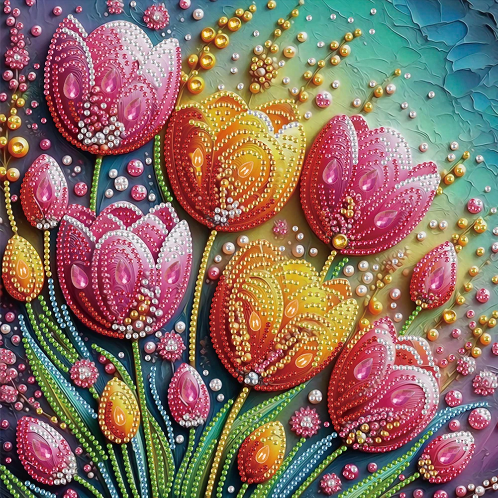 4 قطع 5D DIY جزئية خاصة على شكل الحفر الماس اللوحة زهرة ديكور 30x30cm #2