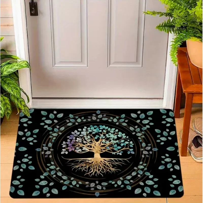 VIKAMA Tree Of Life Entrance Mat Non-Slip and Wear-Resistant Entrance Mat Washable Indoor and Outdoor Carpet Home Decoration
