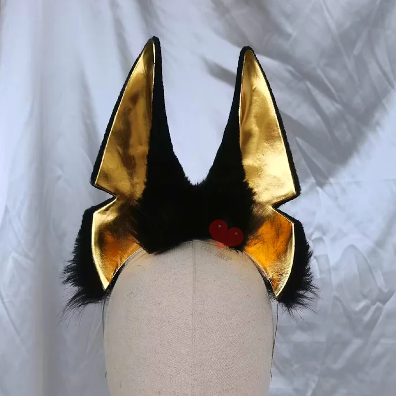 

New Original Halloween Cosplay Custom Anubis Black Golden Ears Beast Ears Wolf Dog Ears Headband Headwear Costume Accessories