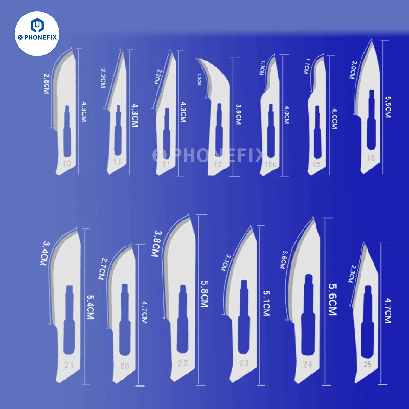 10 stücke Kohlenstoffs tahl schnitzen Skalpell messer 10 #21 #23 #24 #25 # chirurgische Klingen DIY schneiden Motherboard BGA Reparatur chirurgisches Messer – Detail 21