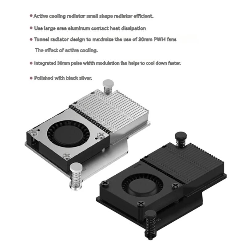 Raspberry pi 5-アクティブファン,pwmファン,アルミニウムフィン,ラジエーター,効率的な熱放散,30mm
