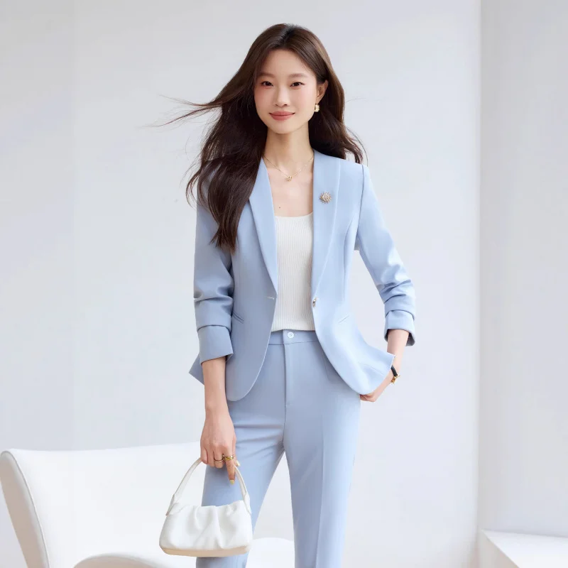 

Высококачественный маленький пиджак для женщин2025Весна и осень, новый стиль, элегантный повседневный костюм богини, профессиональный женский комплект брюк