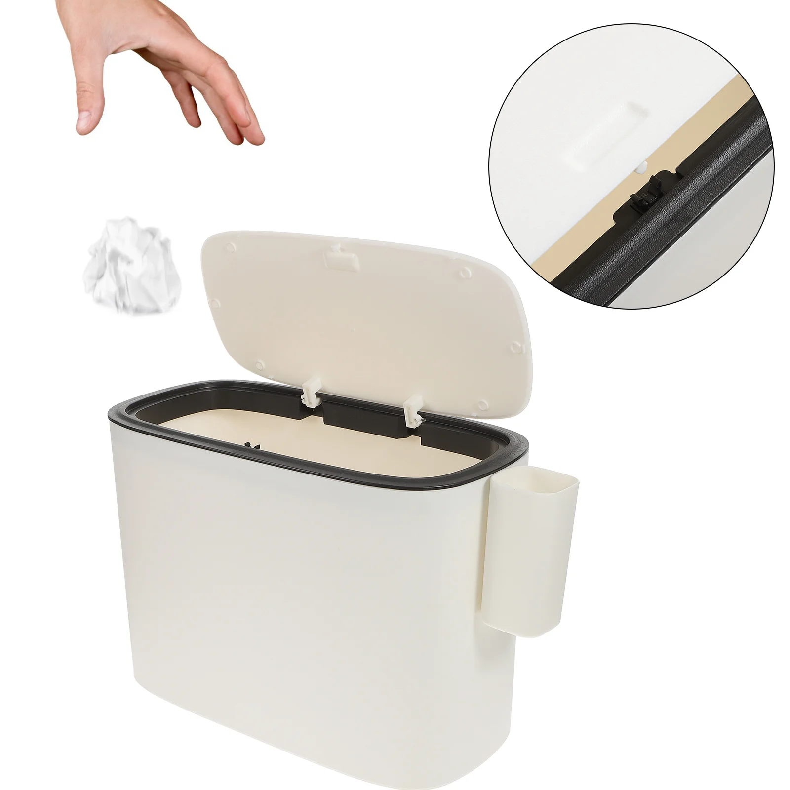 

Plastic Household Trash Can Large Capacity Press Lid Kitchen Bedroom Bathroom Toilet Garbage Bin Practical Storage