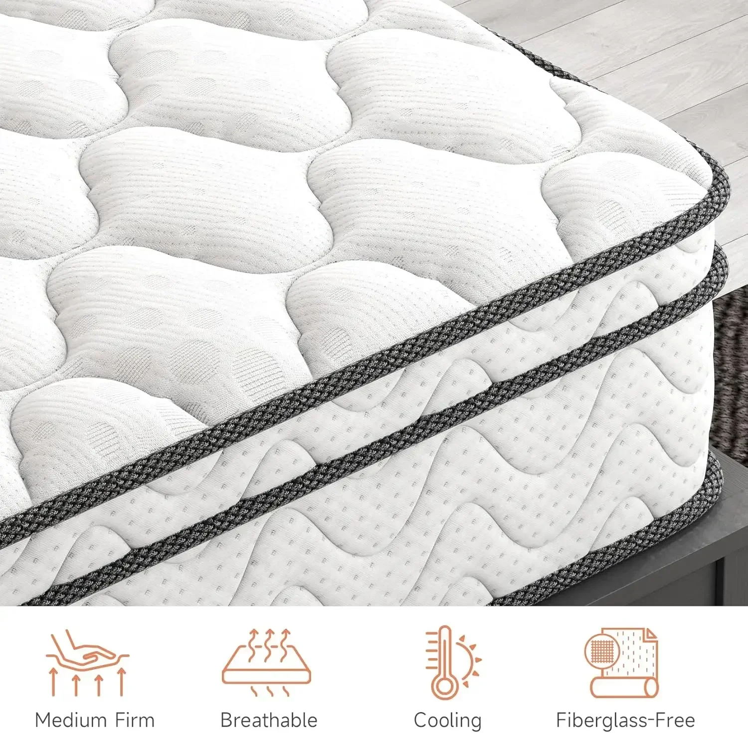 [Nuovo arrivo, prezzo scontato! ]Materasso Queen, materasso ibrido da 10 pollici con memory foam, design ergonomico per alleviare la pressione, (