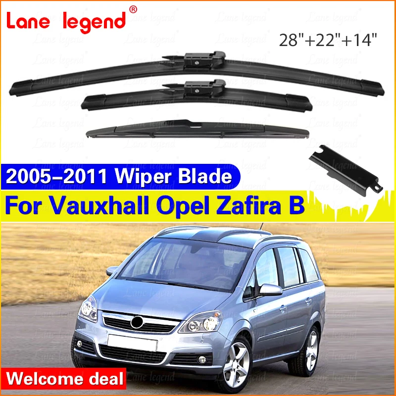 

For Vauxhall Opel Zafira B 2005 - 2011 Front Rear Wiper Blades Windshield Windscreen Window Brushes 28"+22"+14" Car Accessories