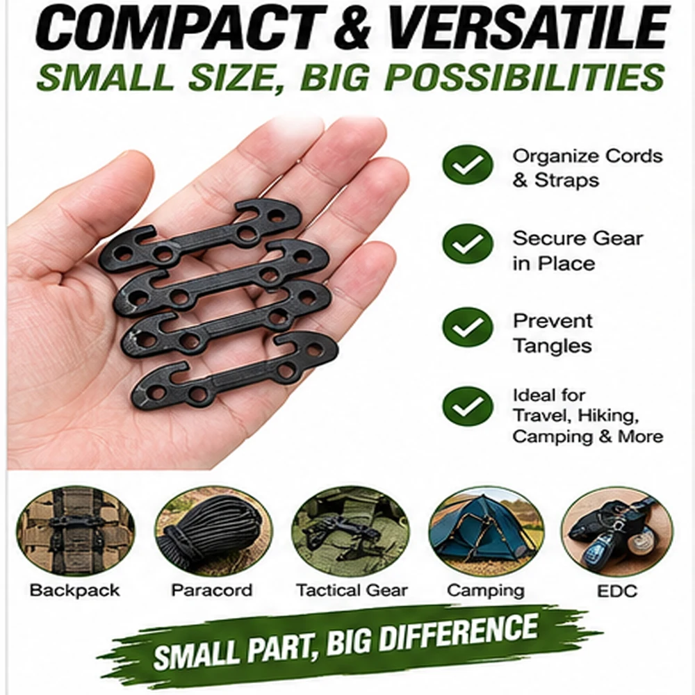 Webbing Clips Tactical Backpack Strap Hanger Hooks EDC Gear Buckles  Multipurpose Bag Fasteners Camping Hiking Gear Organization