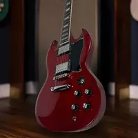 Free Shipping 6 Strings Double-cutaway Design Red SG Electric Guitar Lightweight Body Black Plate Black Pickguards