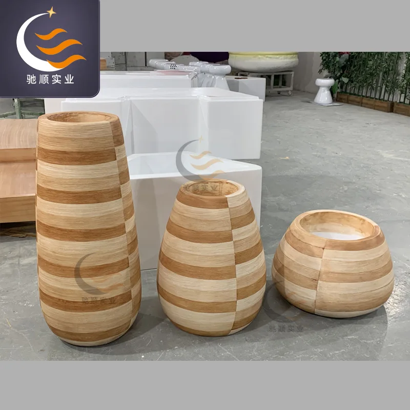 

FRP flower box community modern creative log color flower ware outdoor park shopping mall Meichen decorative flower bowl