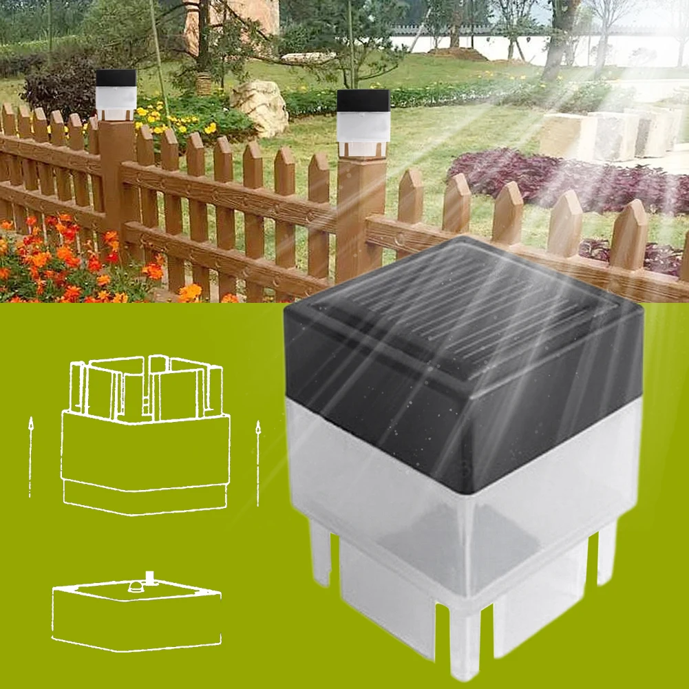 Solar Post Light Modern Fence Deck Lamp Auto On/Off Outdoor Pillar Light Square Column Fixture for Outside Garden Patio