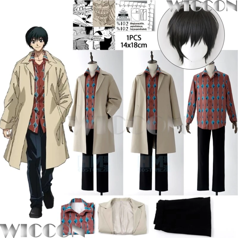 

Nagumo Yoichi Anime Sakamoto Days Cosplay Costume Black Wig Coat Shirt Tattoo Sticker Men Suit Halloween Party Outfit Customized