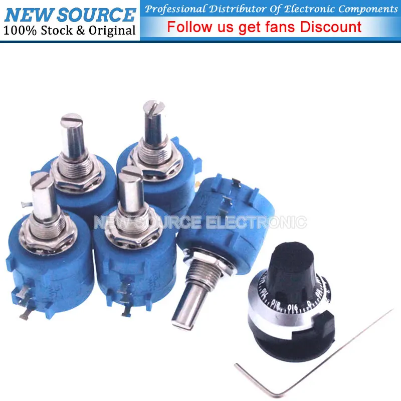1SET 3590S-2 potenziometro multigiro di precisione serie 3590S resistore regolabile a 10 anelli + manopola di conteggio dei giri manopola rotante da 6.35mm