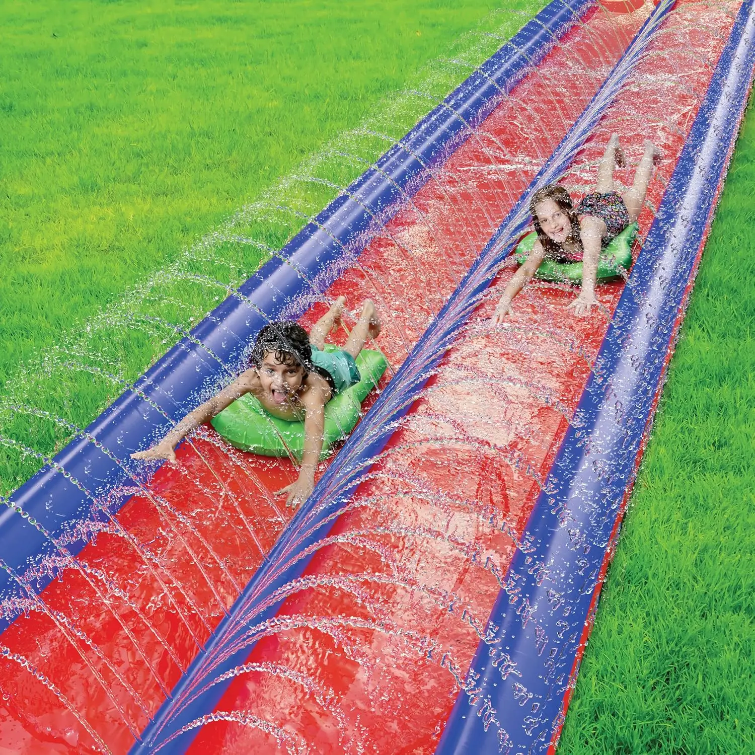 

2-Person 25ft Waterslide with Sprinkler & Inflatable Boards for Kids Outdoor Summer Fun
