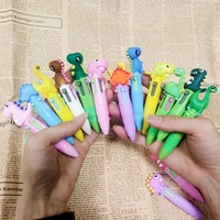 10Pcs/Lot Cartoon Cute Dinosaur Series Mini 4 Color Ball Pens Multicolor Writing Ballpoint Pen Kids School Office Supplies Gifts