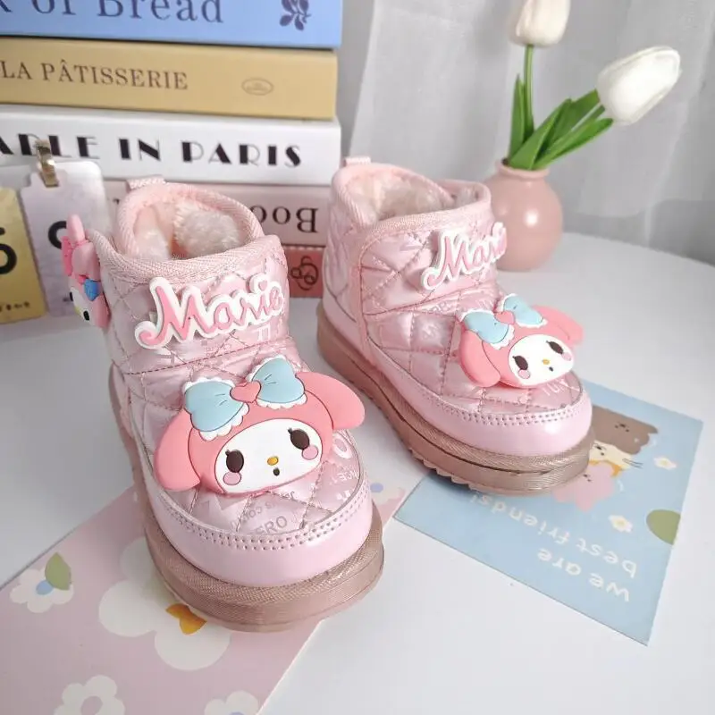 รองเท้าบูทหิมะเด็กแบบใหม่ ลายการ์ตูนน่ารักสไตล์มายเมโลดี้ แฟชั่นกันหนาวบุขนนุ่ม กันน้ำ กันลื่น เหมาะสำหรับนักเรียน