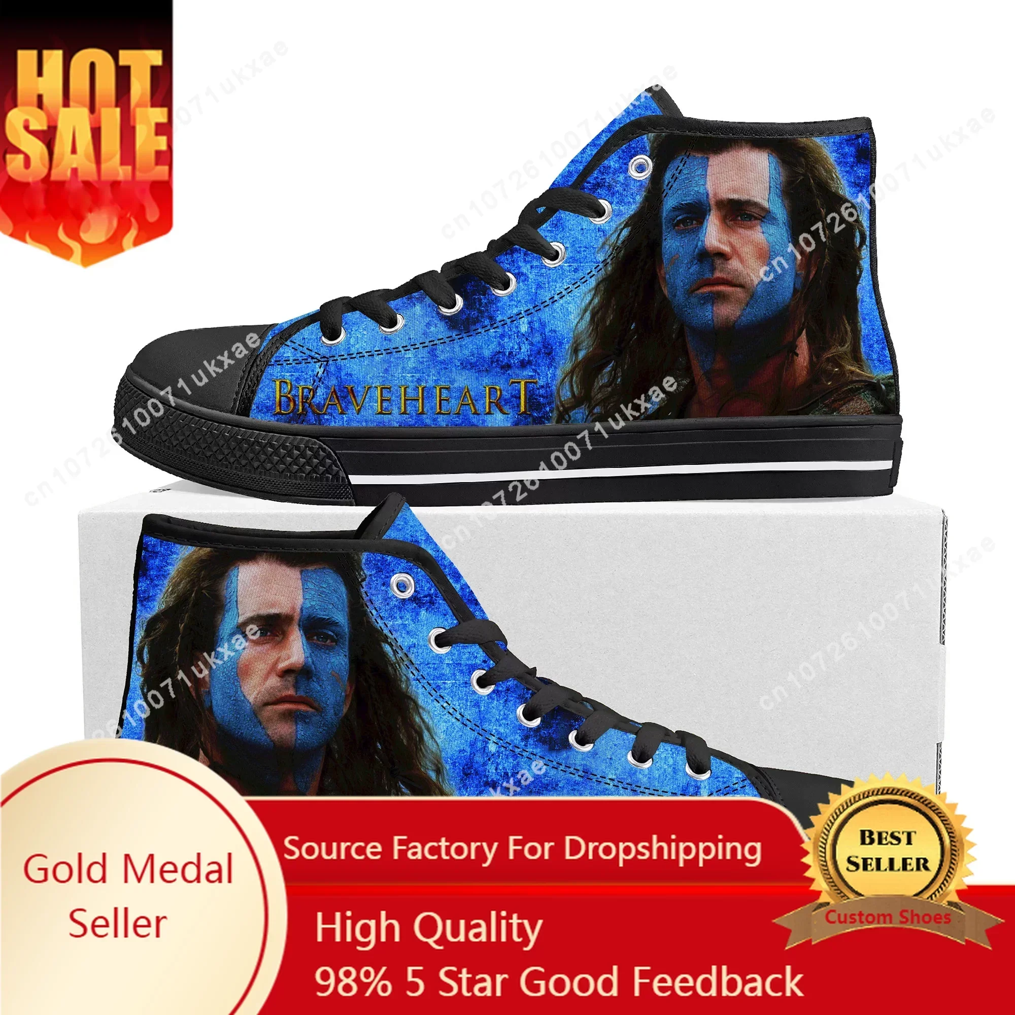 Braveheart High Top Sneakers Mens Womens Teenager High Quality William Wallace Canvas Sneaker couple Shoe Casual Custom Shoes