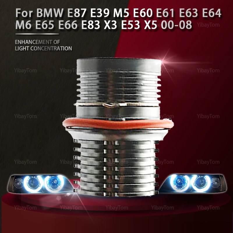 2pcs Bright white 80W LED Angel Eyes Marker Lights Bulbs For BMW E87 E39 M5 E60 E61 E63 E64 M6 E65 E66 E83 X3 E53 X5 2000-2008