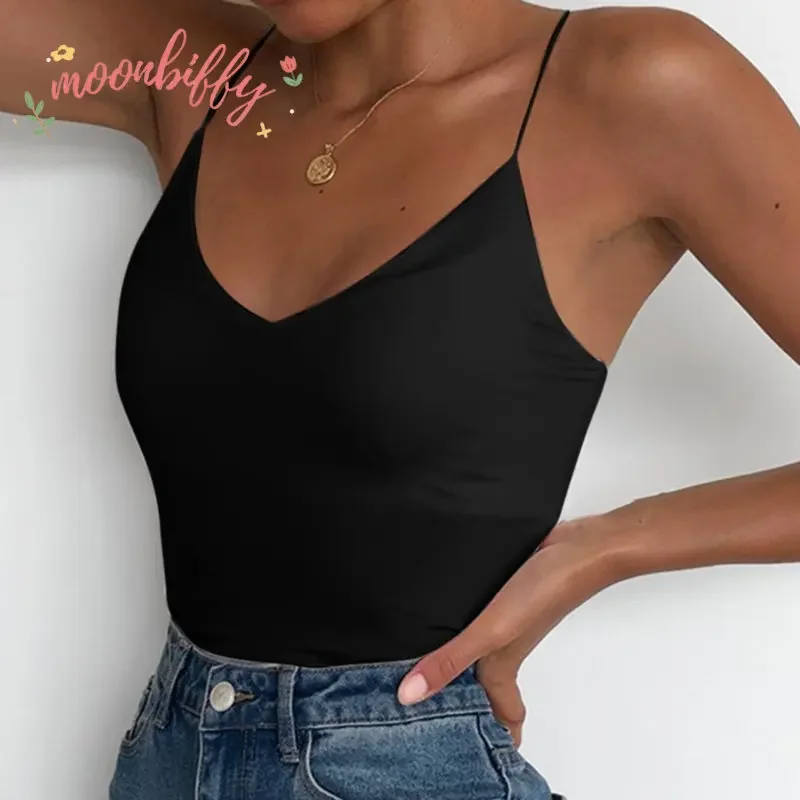 Satin Women Thin Wild Solid Camis Vest Women Tank Tops Female Summer Sexy Strap Basic Tops Slim V-Neck Sleeveless Camisole