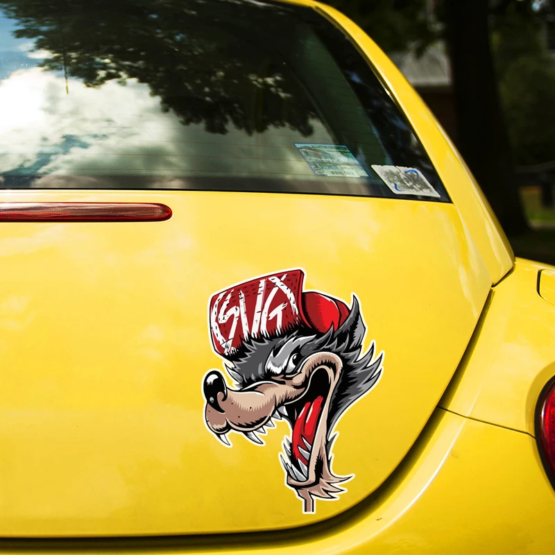 Z1026# Car Sticker Wolf In A Cap Waterproof Vinyl Decal Car Accessories Pegatinas Para Coche DIY Car Styling