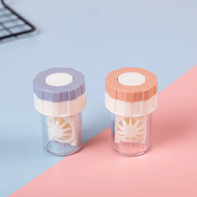 Strumenti portatili per la pulizia delle lenti a contatto Scatola pulita per lenti a contatto colorate Contenitore in plastica Portaoggetti Accessori per occhiali
