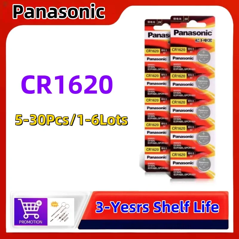 

5pcs 30pcs Original Panasonic CR1620 3V ECR1620 Lithium Battery CR 1620 For Control Watch Motherboard Scale Button Coin Cells