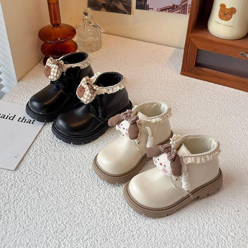 

Fashionable fur-lined cartoon boots for girls new winter children's short boots princess short boots