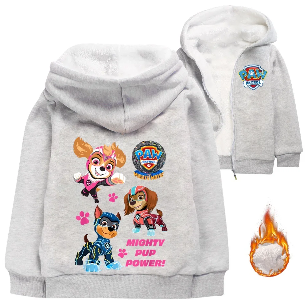 Paw Patrol Thicken Clothes Kids Autumn Hooded Sweatshirts Baby Girls Zipper Jackets Toddler Boys Long Sleeve Coats