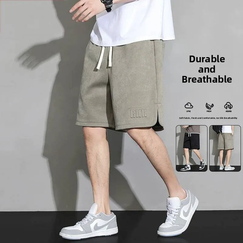 

Мужские летние тонкие свободные прямые брюки-кюлоты средней длины из быстросохнущей ткани, универсальные спортивные штаны