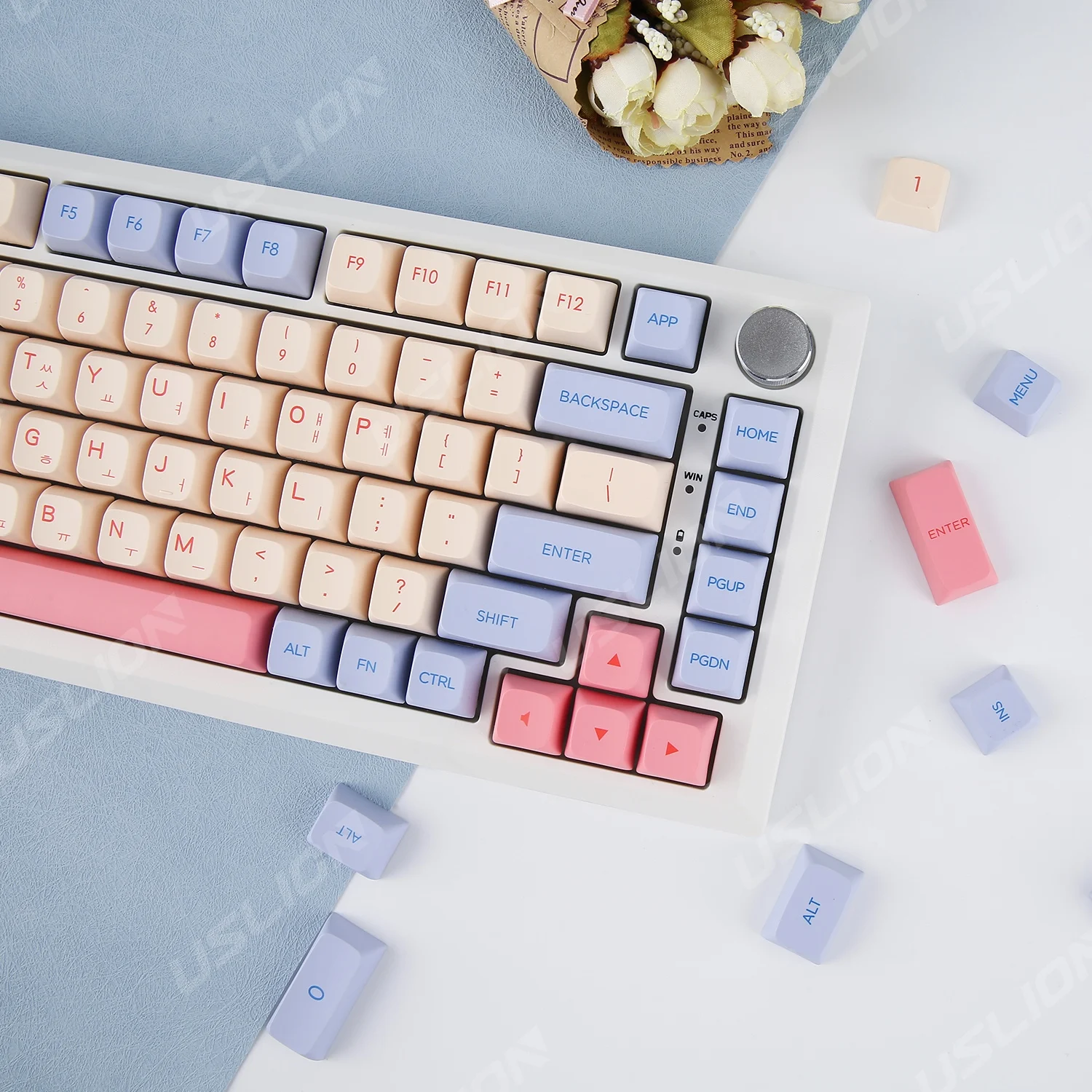 132key Schattige Marshmallow Koreaanse Engelse Keycaps Xda Profiel Keycap Voor Mechanisch Toetsenbord Mx Switch Pbt Dye Sublimatie Key Caps