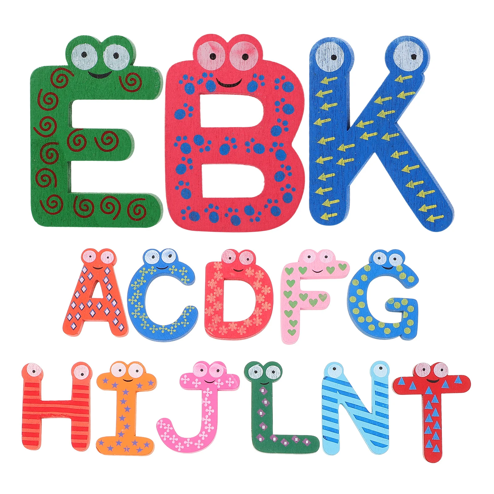 แม่เหล็กตัวอักษรไม้ 26 ชิ้น ตัวอักษร A-Z หลากสีสัน ลายการ์ตูน สติ๊กเกอร์ติดตู้เย็น ของเล่นเสริมพัฒนาการสำหรับเด็ก