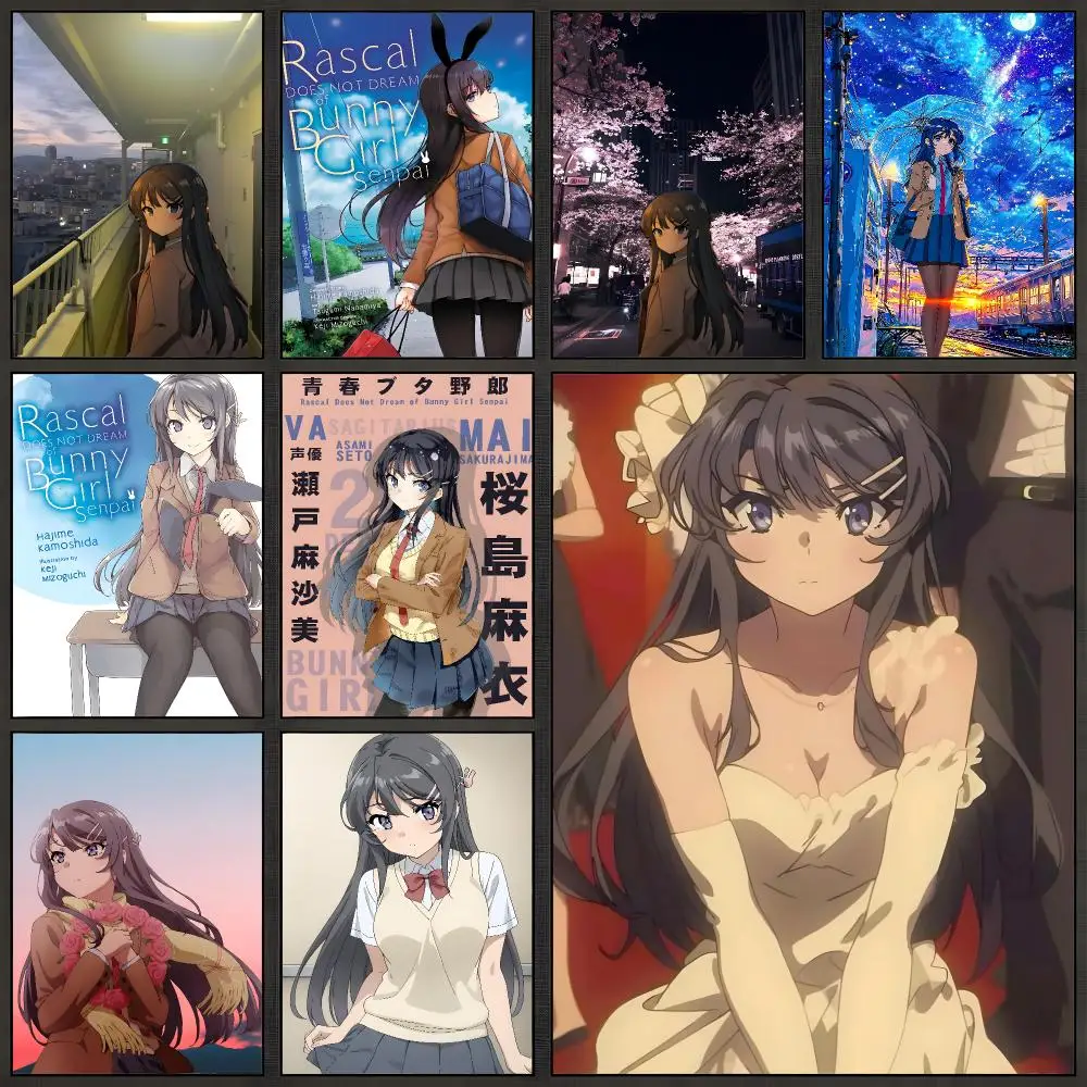 Sakurajima Poster Peel And Stick Wall Art Bunny PP Waterproof HD Bedroom Anime Mai Living Girl Room Home Decor Senpai Gift